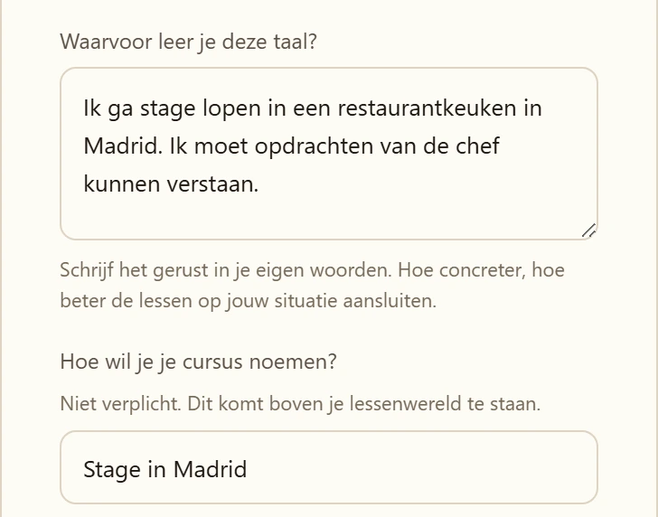 De kennismaking: het doel in je eigen woorden ingevuld