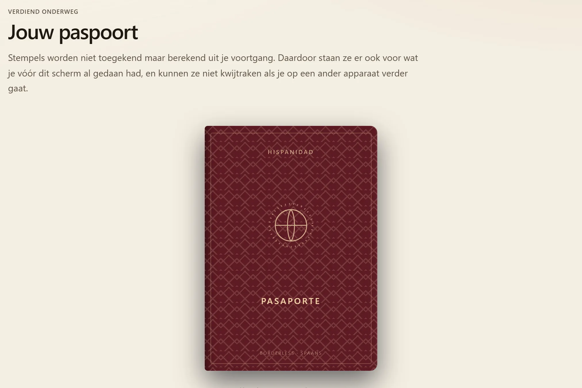 Het paspoort met stempels per afgeronde les
